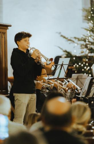 Matteo au cornet lors de notre concert de Noël